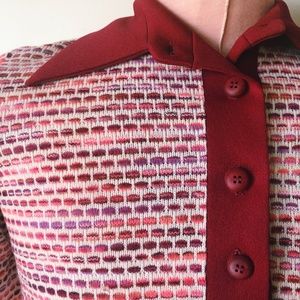 Vintage Retro 1970s Maroon Butterfly Collar Shirt
